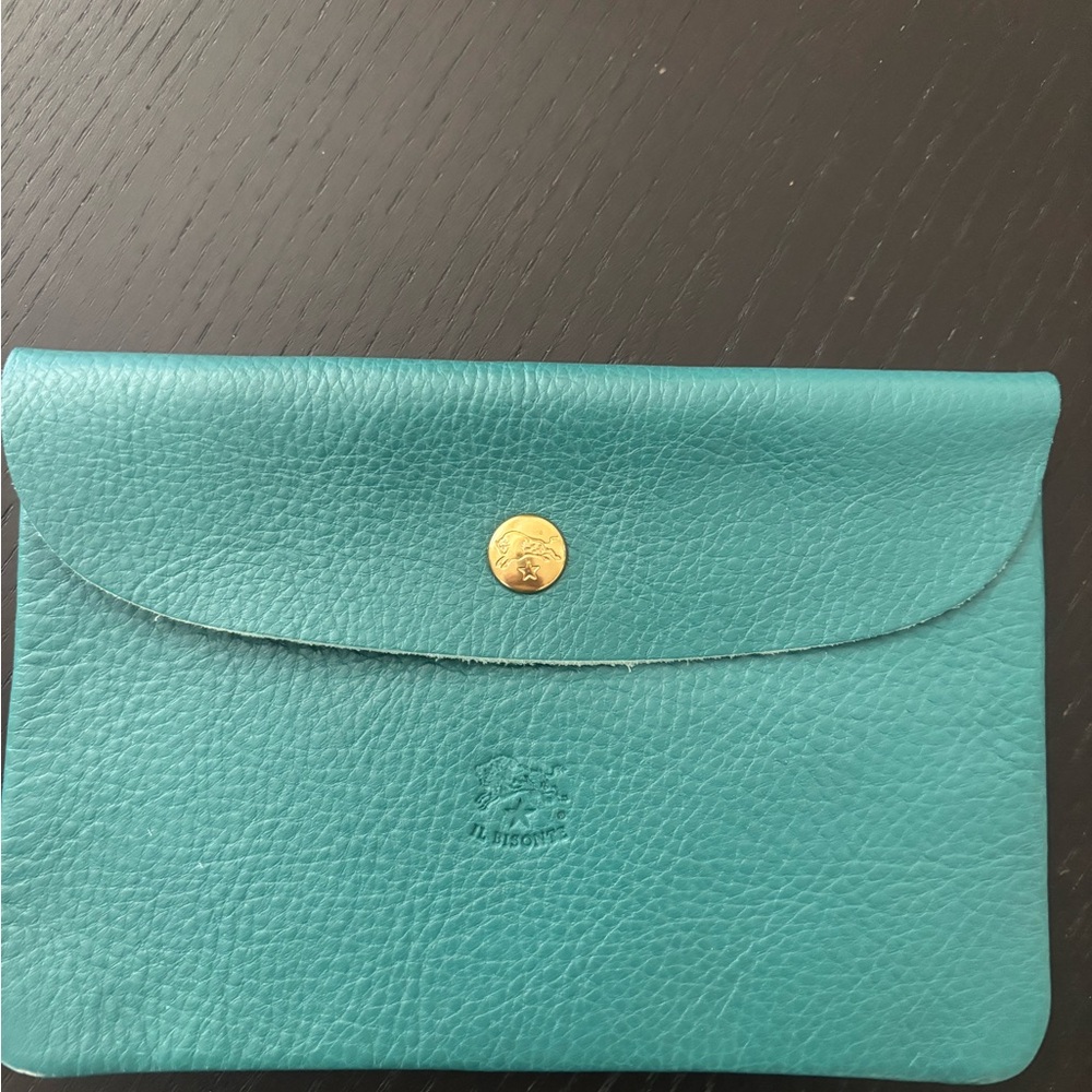 IL Bisonte Turquoise Leather Envelope pouch made in Italy